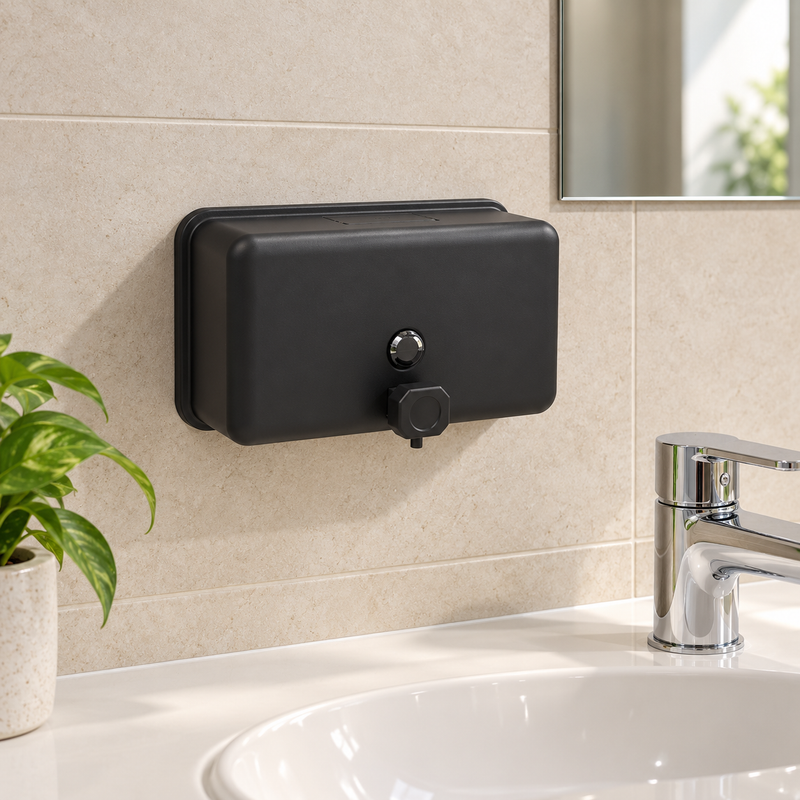 Matte Black Soap Dispenser 1.2L – Horizontal, AS1428.1 Compliant