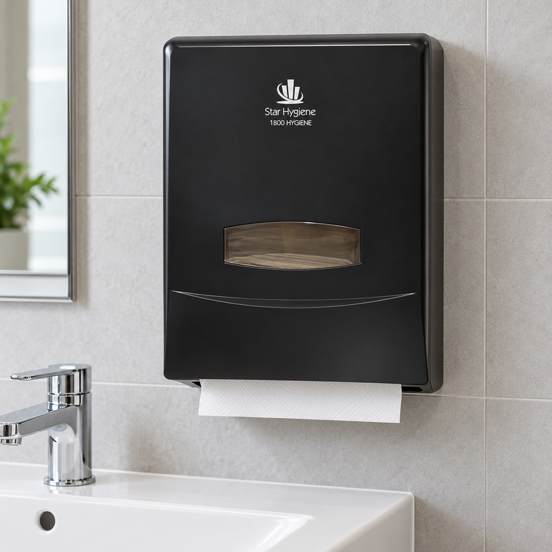 Star Hygiene Hand Towel Dispenser – Lockable, Low-Waste & Hygienic (Matte Black or White)