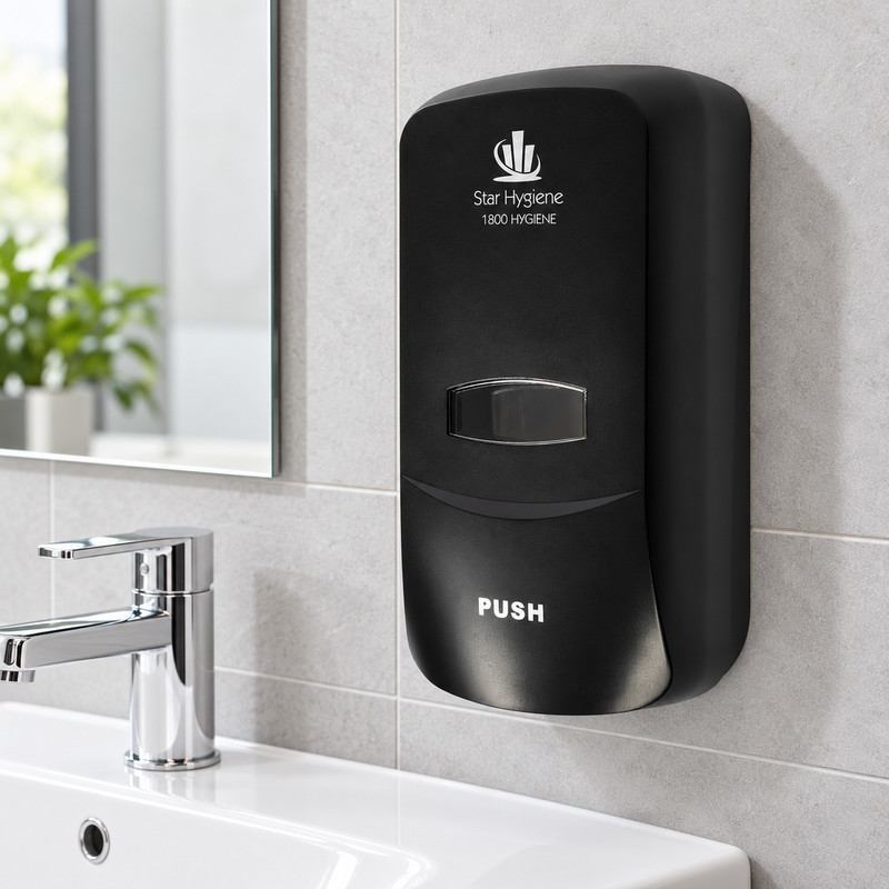 Star Hygiene Soap & Sanitiser Dispenser 1L – Complete Kit | Black, White or Unbranded
