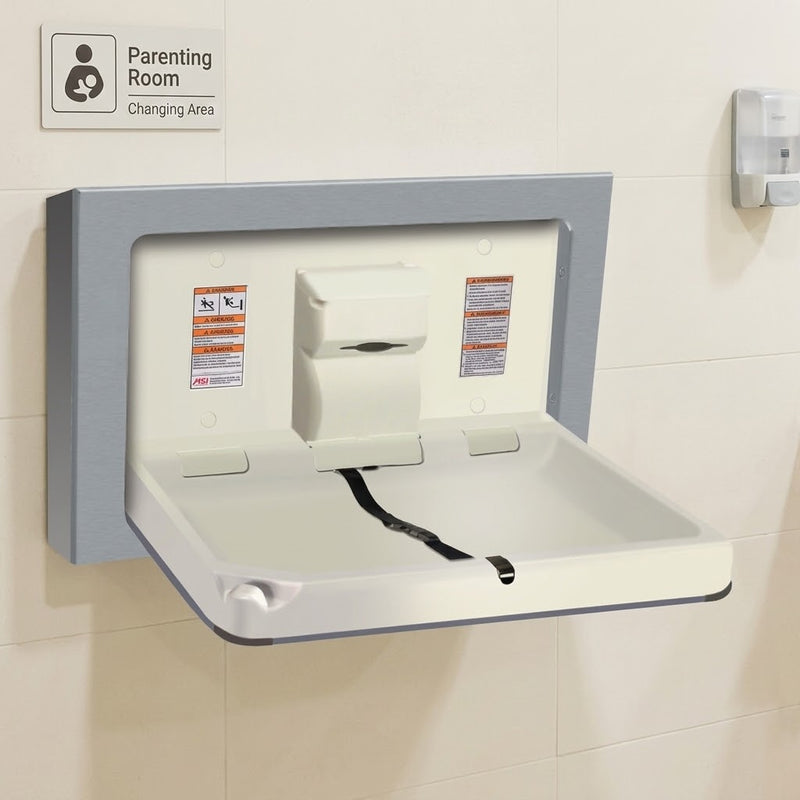 ASI JD Macdonald BABY CHANGE STATION, PARALLEL, CLAD STAINLESS STEEL – SURFACE MOUNTED