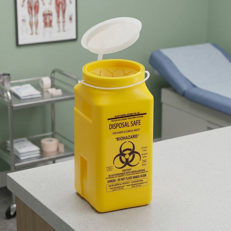 Yellow Sharps Safe – 1.4L Square 50mm