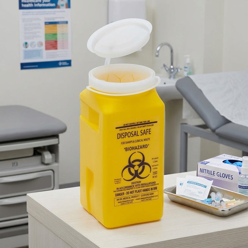 Yellow Sharps Safe – 1.4L Square 50mm