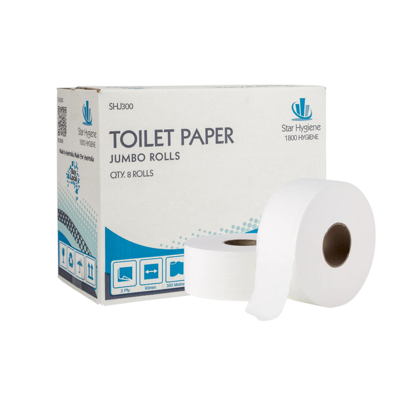 Jumbo Toilet Paper 2 Ply 300m (CTN 8) | Star Hygiene – Made in Australia