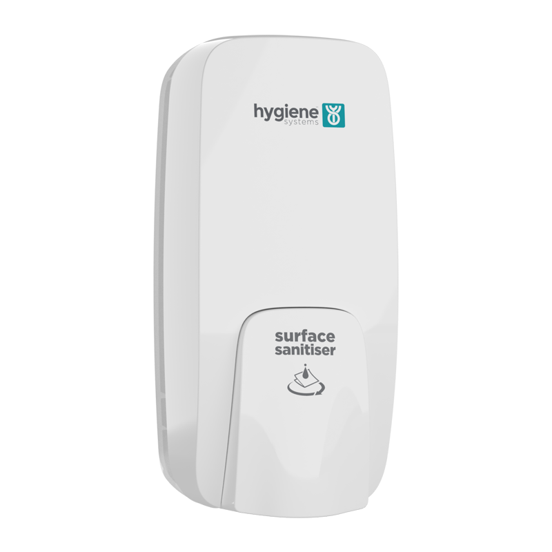 Surface Sanitiser Dispenser | Wall-Mounted 1 Litre Manual Dispenser | White & Black