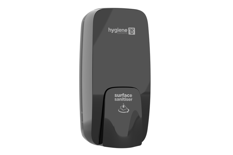 Surface Sanitiser Dispenser | Wall-Mounted 1 Litre Manual Dispenser | White & Black