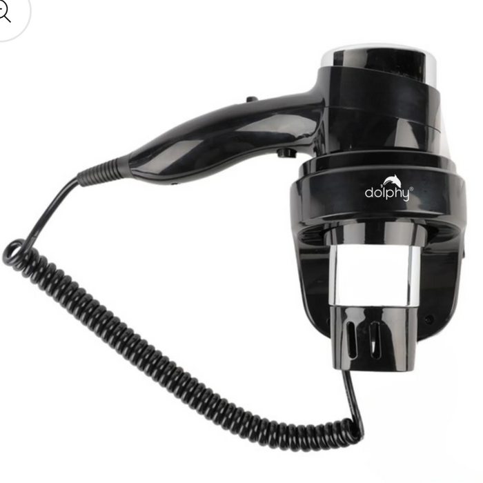 Dolphy Black ABS 1600W Wall-Mounted Hair Dryer | Commercial Hotel Hair Dryer Australia