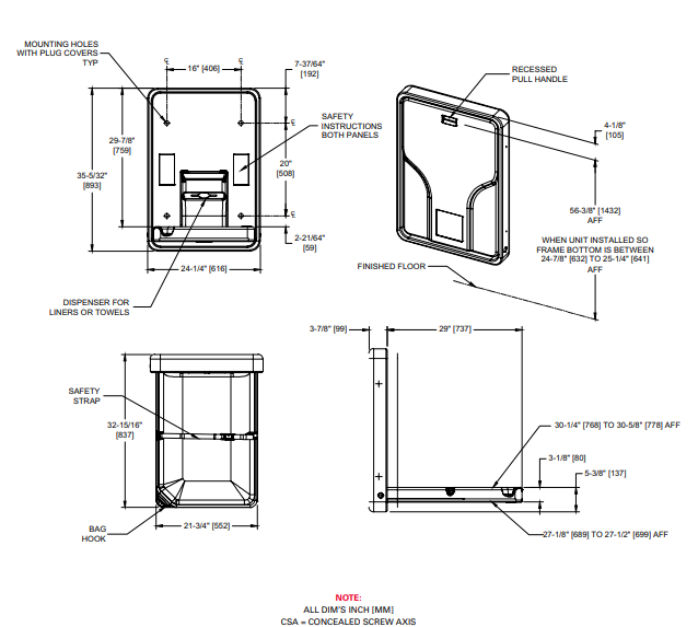 Baby Changing Station, Vertical Plastic – Surface Mounted (10-9015)