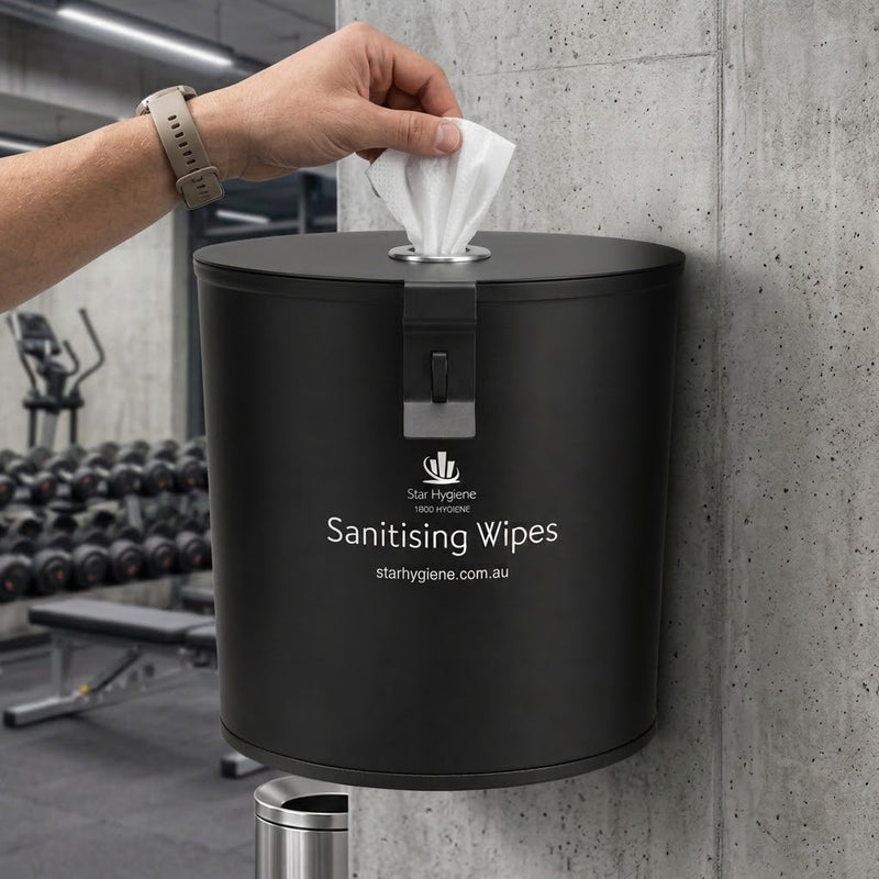 Stainless Steel Wall Mounted Wipe Dispenser | Lockable Sanitising Wipes Dispenser – Matte Black