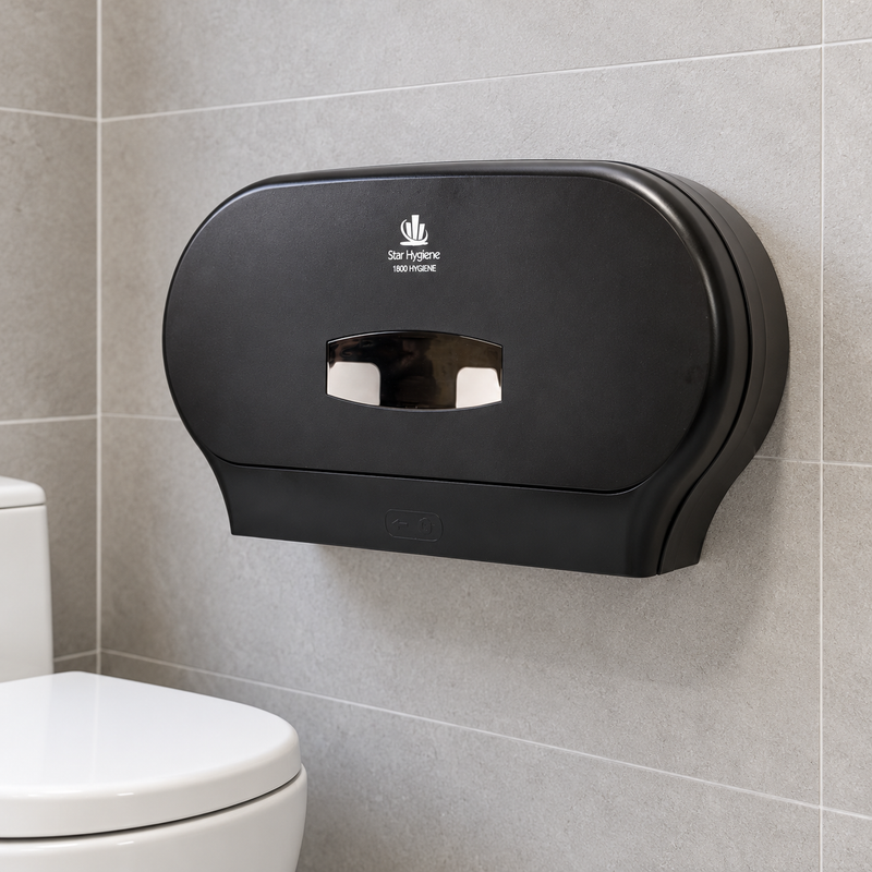 Star Hygiene Double Jumbo Toilet Roll Dispenser – High Capacity & Lockable (Matte Black or White)