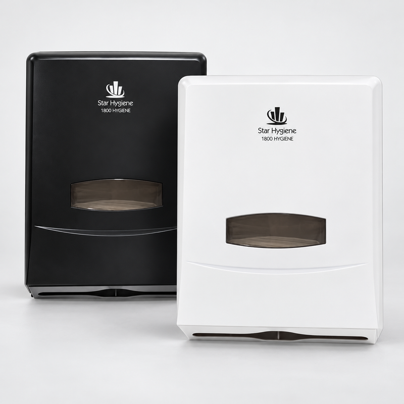 Star Hygiene Hand Towel Dispenser – Lockable, Low-Waste & Hygienic (Matte Black or White)