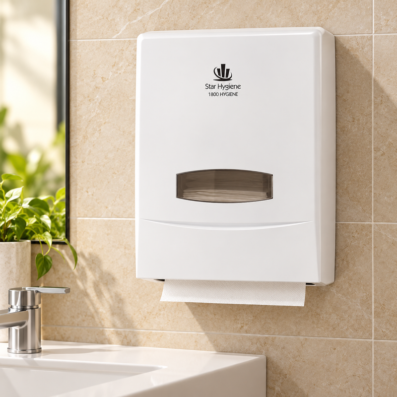 Star Hygiene Hand Towel Dispenser – Lockable, Low-Waste & Hygienic (Matte Black or White)