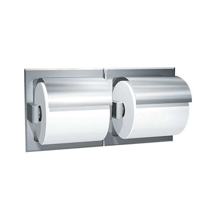 ASI JD Macdonald TOILET PAPER DISPENSER, DOUBLE, WITH HOOD, SATIN FINISH – SURFACE MOUNTED