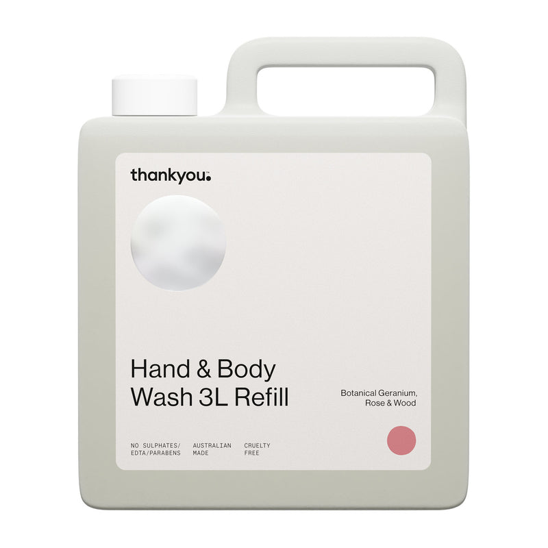 Thankyou Hand & Body Wash 3L Refill Geranium, Rose & Wood – Case of 2