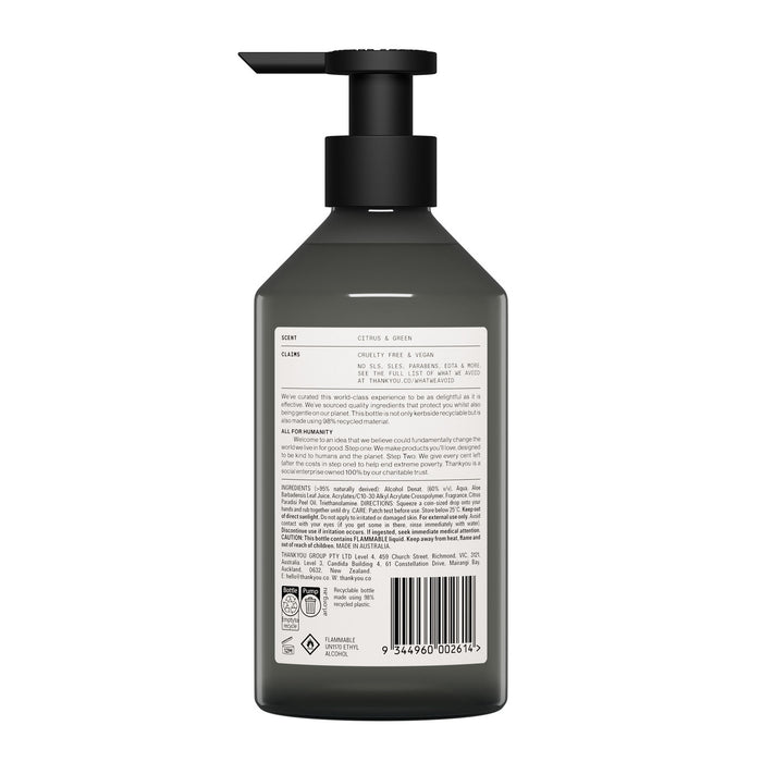 Thankyou Hand Sanitiser Gel Grapefruit 500ml – Case of 3