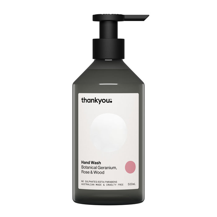 Thankyou Natural Hand Wash Geranium, Rose & Wood 500ml – Case of 3