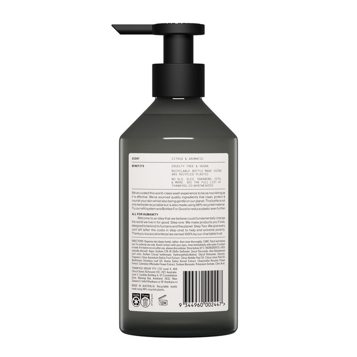 Thankyou Natural Hand Wash Lemon Myrtle & Oat Milk 500ml – Case of 3