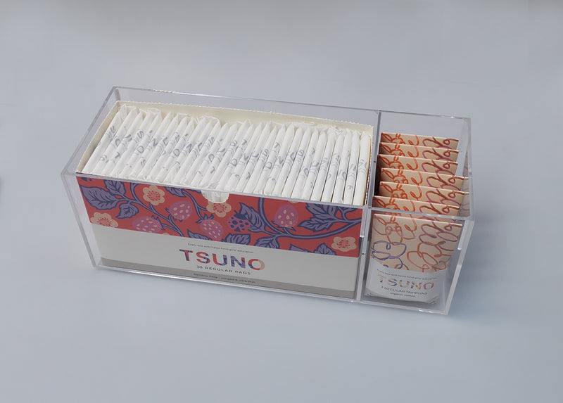 Tsuno Clear Acrylic Period Product Dispenser | Bench-Top Organiser