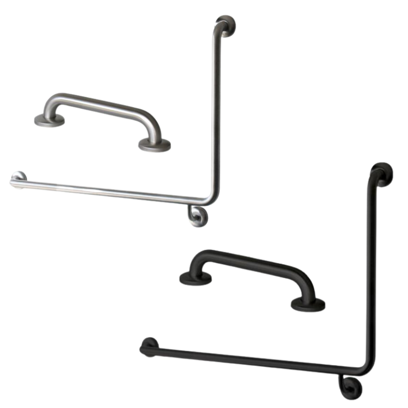 ASI JDMACDONALD GRAB RAIL – TOILET SLOPING ARM 90 DEGREES FROM HORIZONTAL 2 PIECE 965 X 600 MM + 300 MM