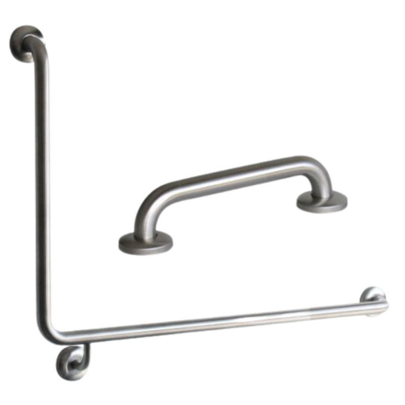 ASI JDMACDONALD GRAB RAIL – TOILET SLOPING ARM 90 DEGREES FROM HORIZONTAL 2 PIECE 965 X 600 MM + 300 MM