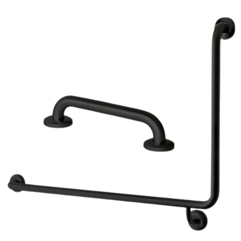 ASI JDMACDONALD GRAB RAIL – TOILET SLOPING ARM 90 DEGREES FROM HORIZONTAL 2 PIECE 965 X 600 MM + 300 MM