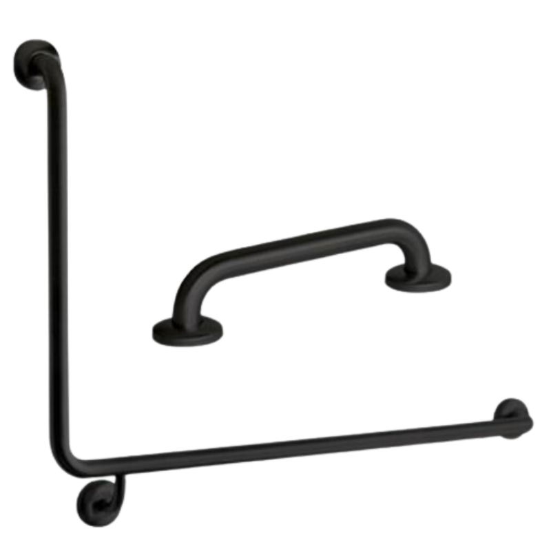 ASI JDMACDONALD GRAB RAIL – TOILET SLOPING ARM 90 DEGREES FROM HORIZONTAL 2 PIECE 965 X 600 MM + 300 MM