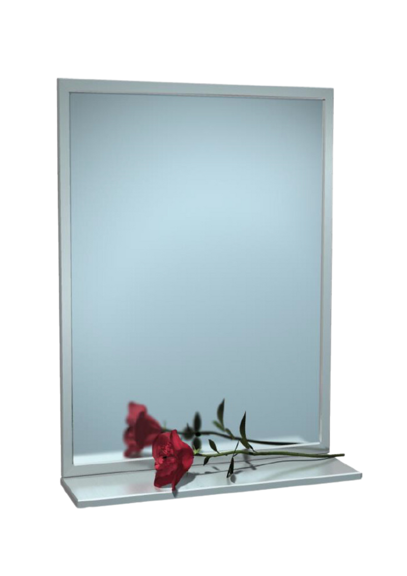 ASI JD Macdonald MIRROR WITH SHELF, STAINLESS STEEL CHANNEL FRAME, VINYL BACKED – PLATE GLASS, VARIOUS SIZES