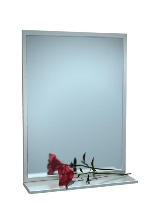 ASI JD Macdonald MIRROR WITH SHELF, STAINLESS STEEL INTER-LOK ANGLE FRAME, VINYL BACKED – PLATE GLASS, VARIOUS SIZES