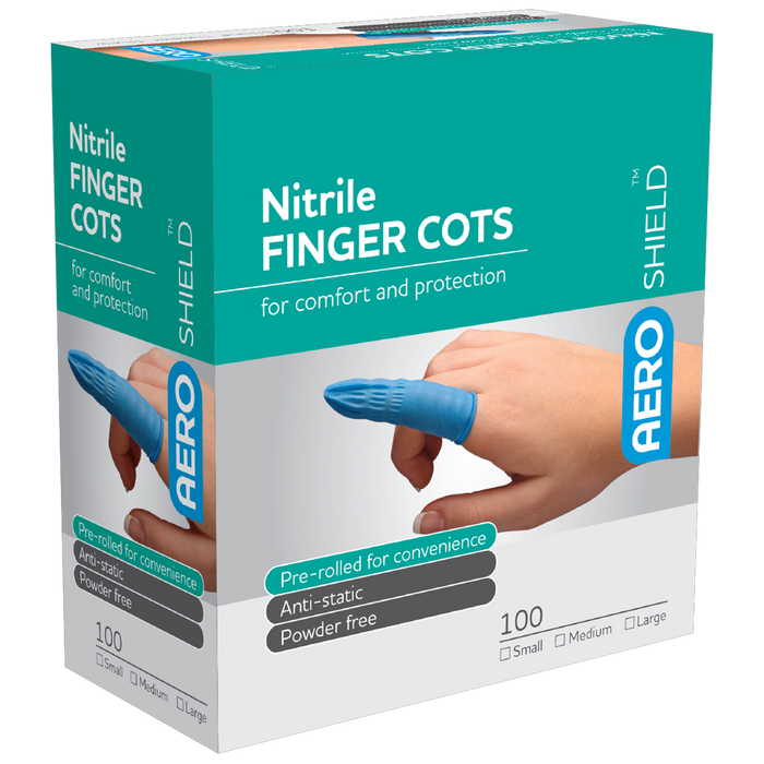 Aero Healthcare AeroShield Nitrile Finger Cots (Box of 100)