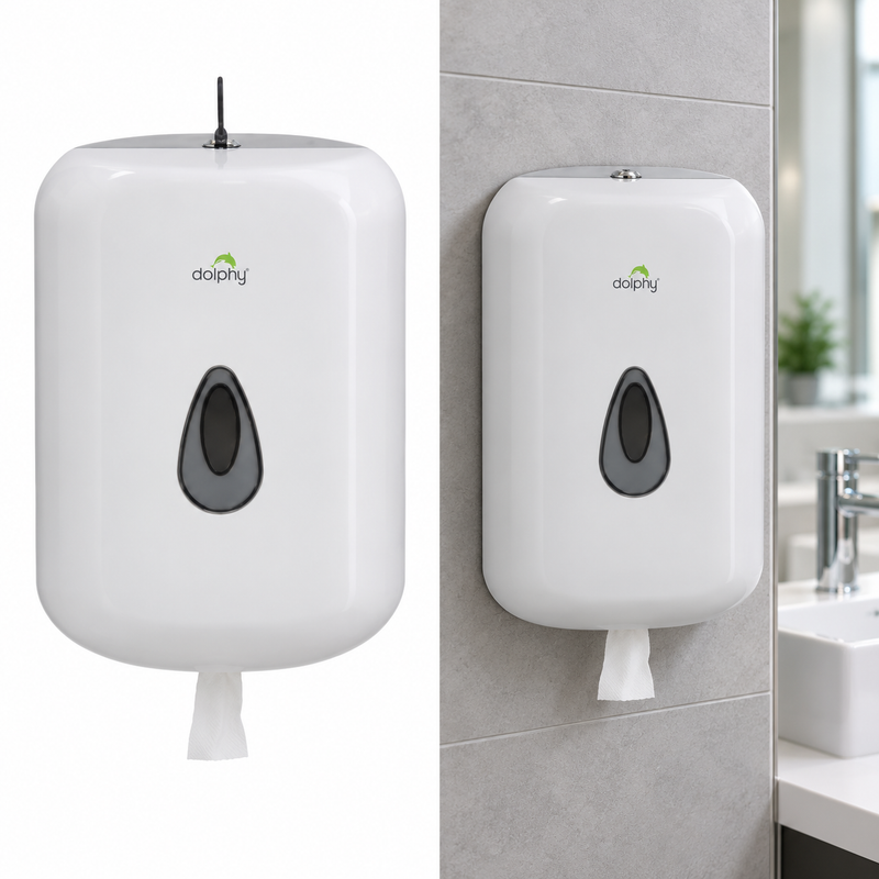 Dolphy Centre Pull Paper Towel Dispenser – White Wall Mount Australia