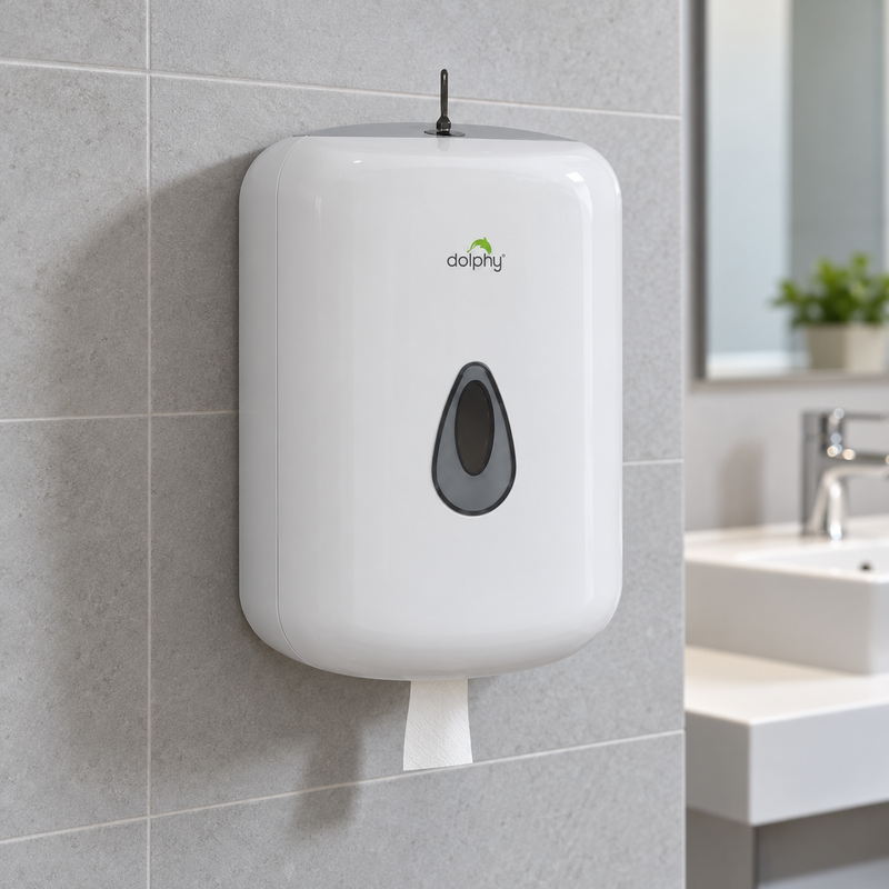 Dolphy Centre Pull Paper Towel Dispenser – White Wall Mount Australia
