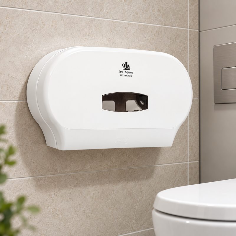Star Hygiene Double Jumbo Toilet Roll Dispenser – High Capacity & Lockable (Matte Black or White)