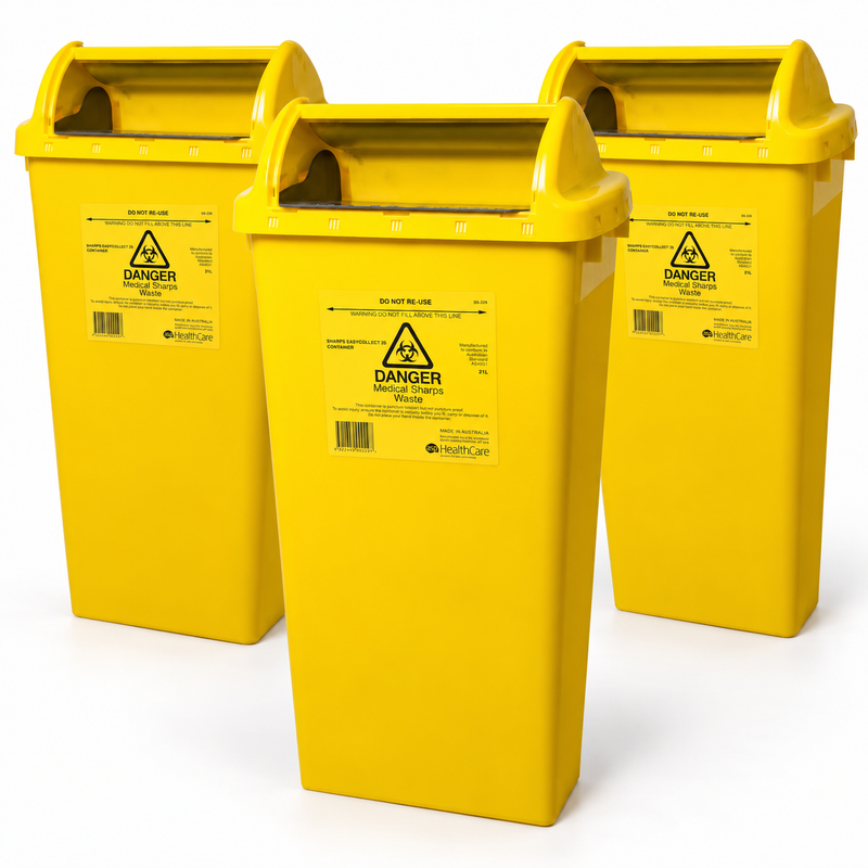 EasyCollect 25L Sharps Container Carton of 3 | Safe & Compliant Sharps Disposal Solution