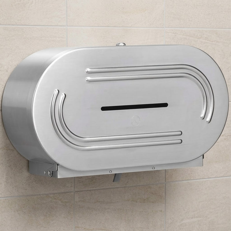 Stainless Steel Jumbo Toilet Roll Holder - Double