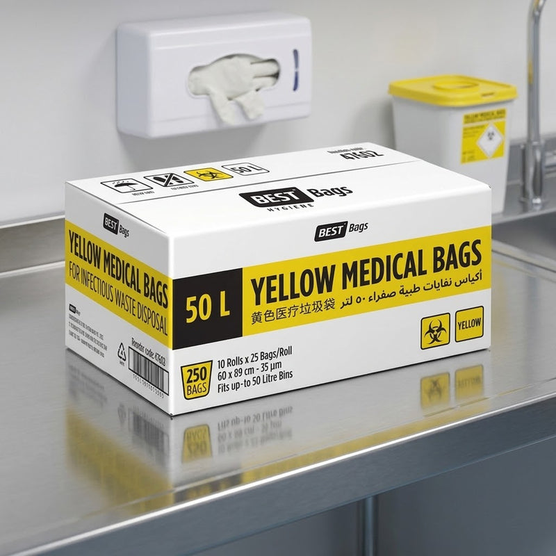 50L Yellow Clinical Waste Bags (CTN 10) | Hazardous Medical Waste Bin Liners