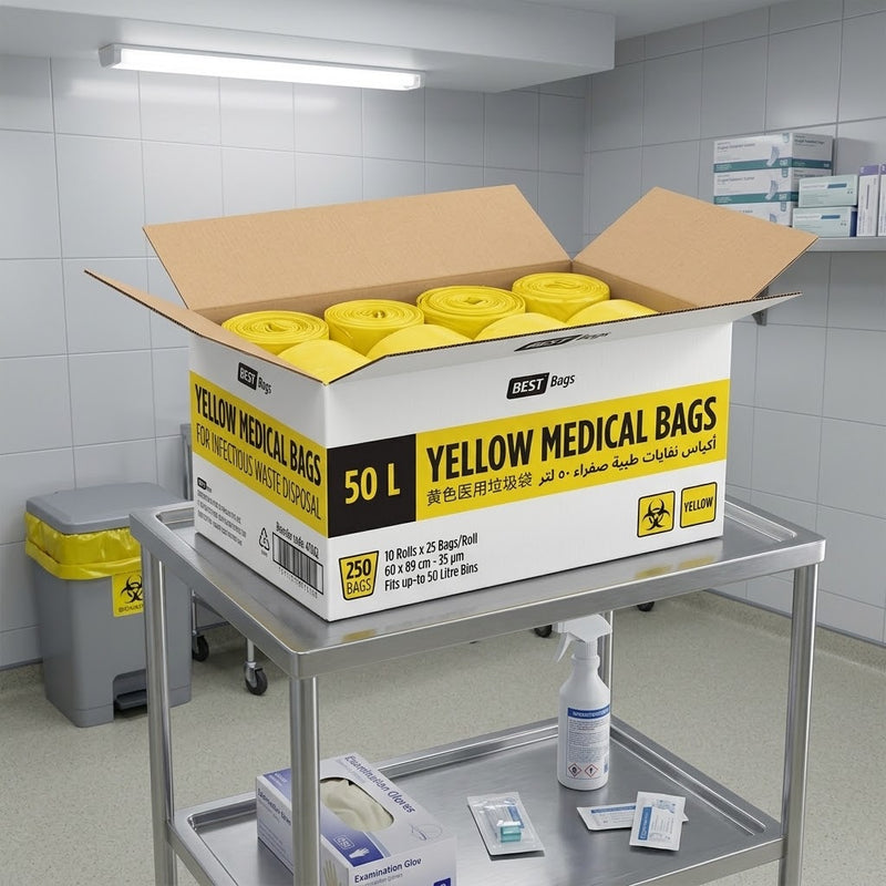 50L Yellow Clinical Waste Bags (CTN 10) | Hazardous Medical Waste Bin Liners