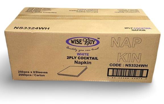 2ply White Cocktail Napkins  (CTN 2000)