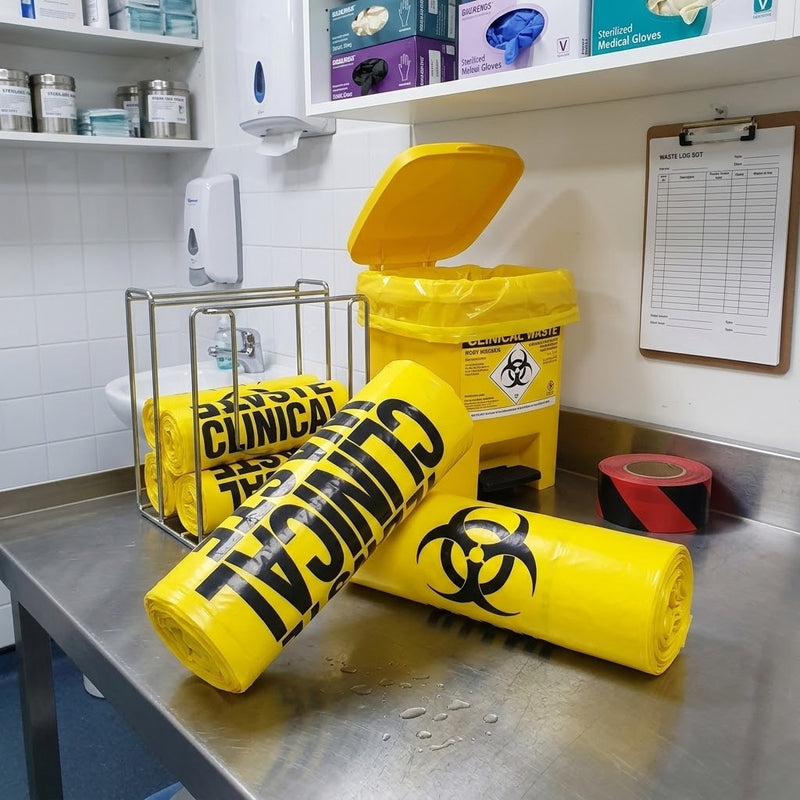 240L Yellow Clinical Waste Bags Roll, 10 Bags