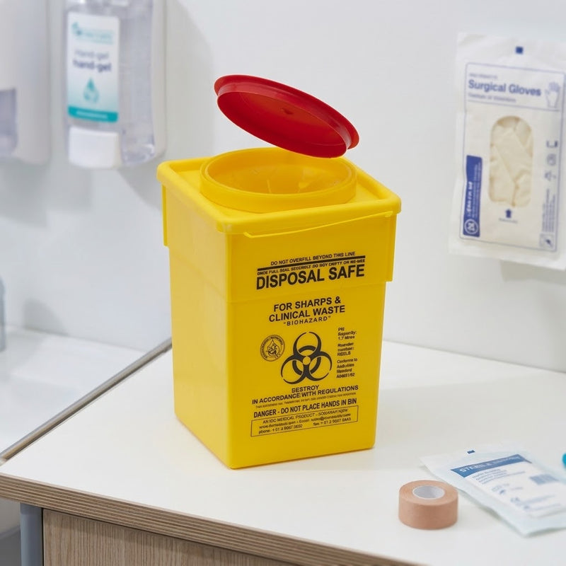 Yellow Sharps Safe – 2L Square 90mm