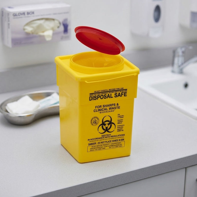 Yellow Sharps Safe – 2L Square 90mm