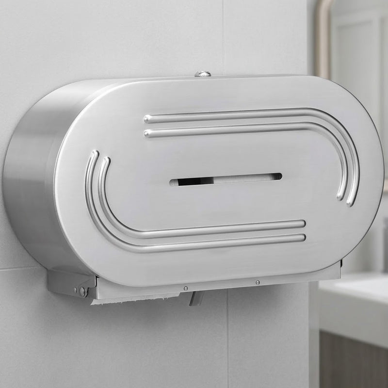 Stainless Steel Jumbo Toilet Roll Holder - Double