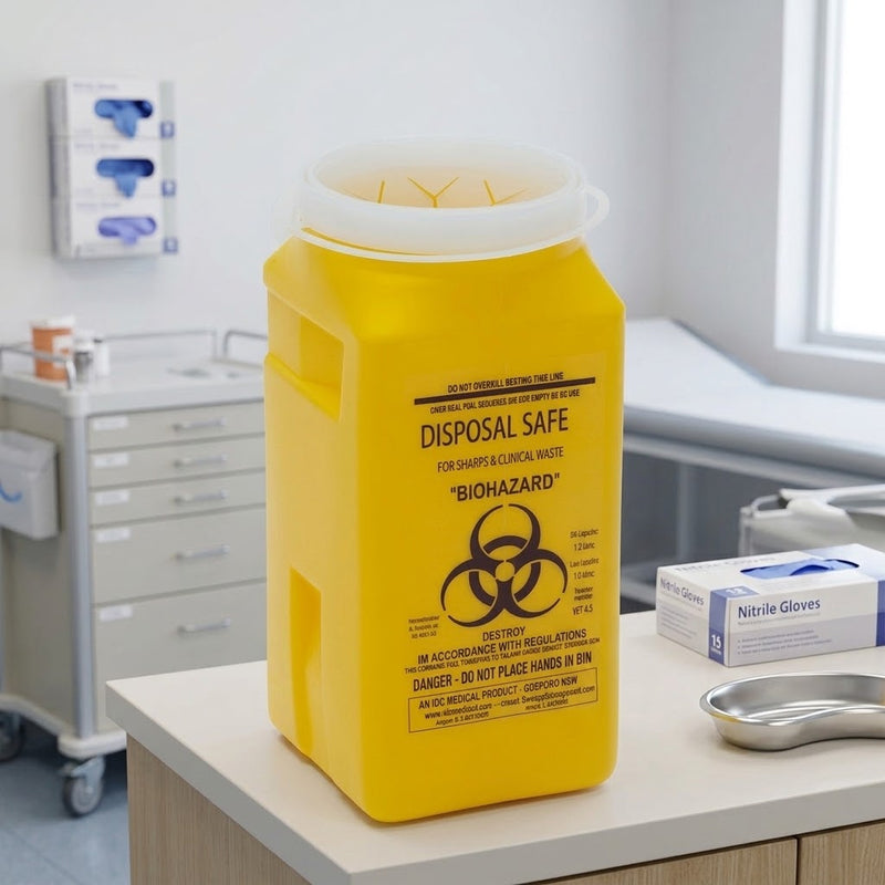 Yellow Sharps Safe – 1.4L Square 50mm