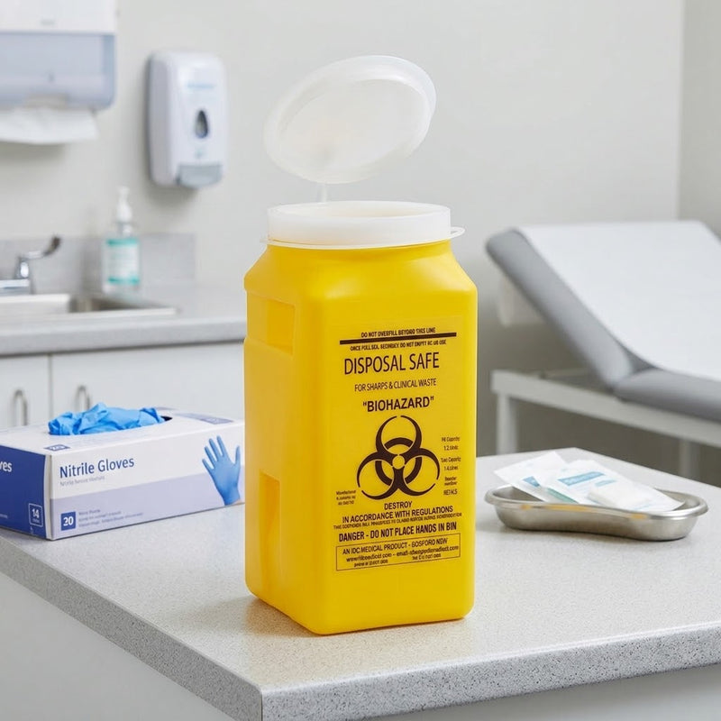 Yellow Sharps Safe – 1.4L Square 50mm