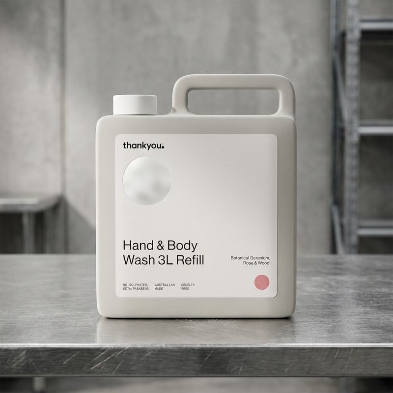 Thankyou Hand & Body Wash 3L Refill Geranium, Rose & Wood – Case of 2