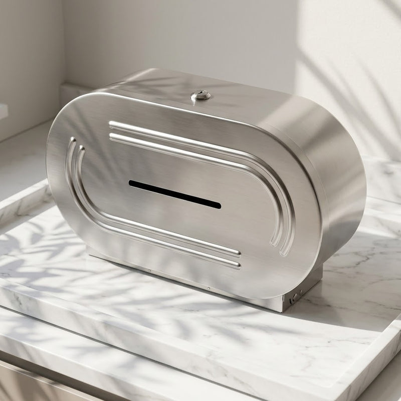 Stainless Steel Jumbo Toilet Roll Holder - Double