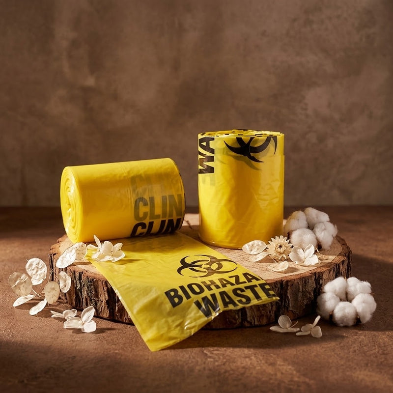 27L Yellow Clinical Waste Bags Roll, 50 Bags