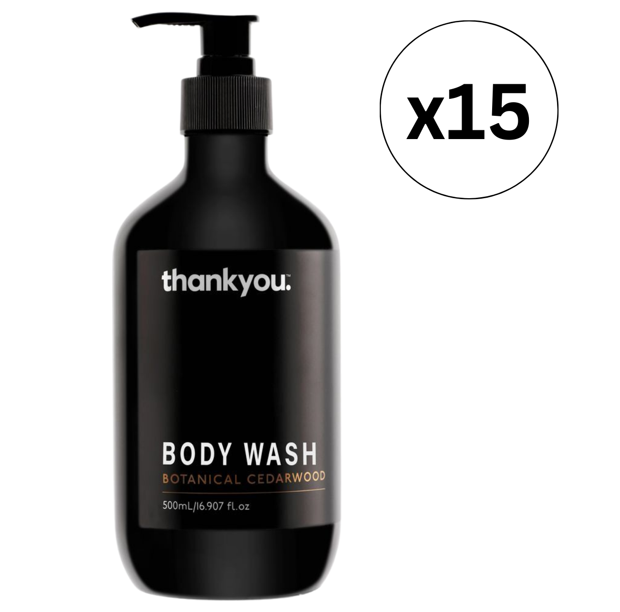 Thankyou Amenities Body Wash 500ml x15 Botanical Cedarwood Star Hygiene