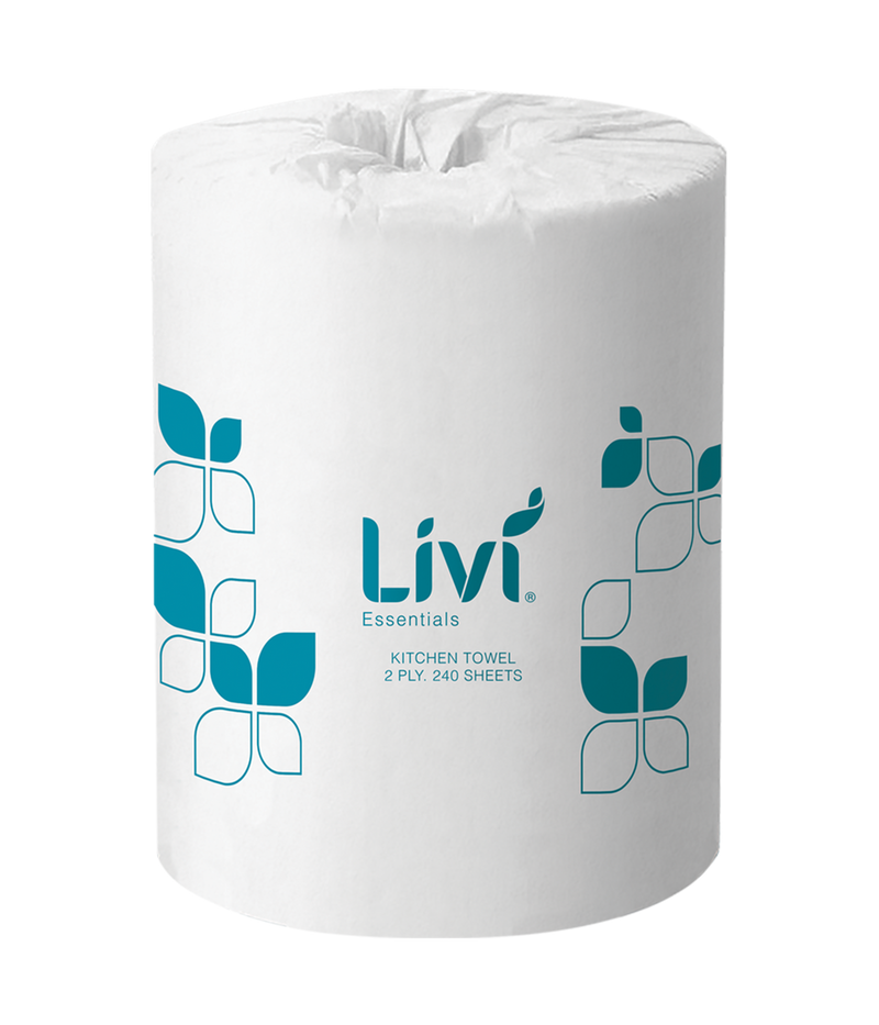 LIVI ESSENTIALS 2PLY KITCHEN TOWEL ROLL (CTN 12)
