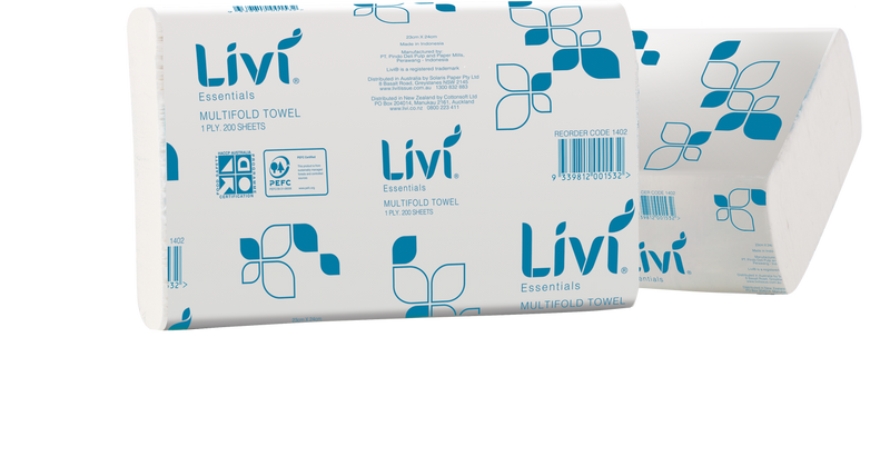 LIVI ESSENTIALS 1PLY MULTIFOLD HAND TOWEL (1402)