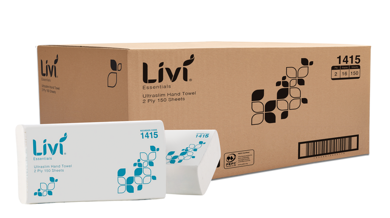 LIVI ESSENTIALS 2PLY ULTRASLIM HAND TOWEL (CTN 16)
