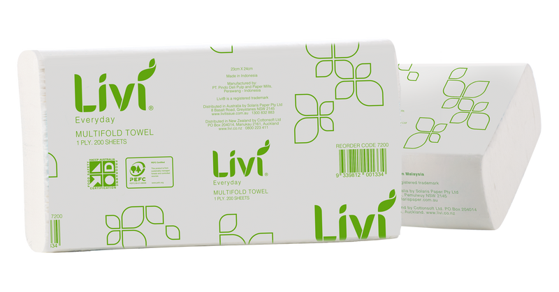 LIVI EVERYDAY/BASIC 1PLY ULTRASLIM HAND TOWEL (CTN 16)